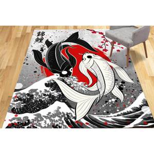 Alfombra con diseño de pez koi japonés: decoración moderna para la sala de estar, alfombra suave no tejida - Product Image 5