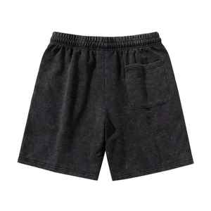 Shorts décontractés pour hommes, lavage à l'acide, 100% coton, molleton en tissu éponge français, écologique, respirant, personnalisé, délavé au soleil, vintage - Product Image 4