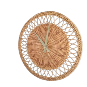 Tissé à la main en rotin naturel horloge murale ferme Style rustique décor à la maison article pour salon motif électrique bon prix Vietnam - Product Image 5
