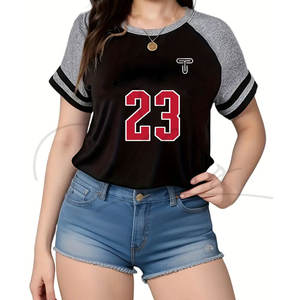 Novedades en Ropa de Tallas Grandes para Mujer al por Mayor, Camisetas Holgadas de Verano Ecológicas de Algodón con Logotipo Personalizado Estampado - Product Image 2