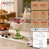 Bol à dessert en verre pulvérisé LAKOTTO avec bordure en pétales et perles, 260 ml, pour service hôtelier, fabricant de verrerie, logo personnalisé