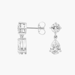 TRENDY ELEGANT 925 SILVER <b>FINE</b> <b>DANGLE</b> <b>EARRING</b> STYLISH PEAR LAB GROWN DIAMOND for WEDDING PARTIES GIFT for WOMEN - Product Image 1