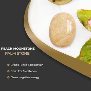 Cristal curativo pulido piedra lunar melocotón Natural hecho a mano piedra de palma para aliviar el estrés y limpieza espiritual Chakras - Product Image 3