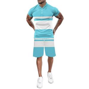 Conjunto de Pantalones Cortos y Camiseta de Manga Corta para Hombre, Corte Regular, 100% Poliéster/Algodón, Transpirable, Cierre de Cremallera, Estampado Animal, Verano - Product Image 1