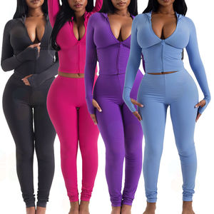 Haut de Yoga à motif à carreaux de haute qualité pour femmes Leggings à séchage rapide respirant trois pièces grande taille ensemble taille longue demi sans couture - Product Image 1