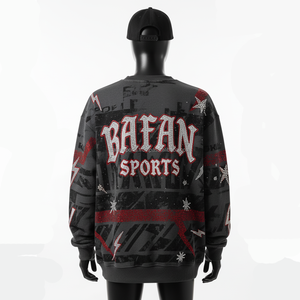 Sweat-shirt ample pour femme, tissu polaire de haute qualité, imprimé gris foncé avec des strass scintillants, sweat-shirts respirants pour femme - Product Image 2