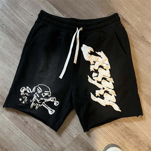Pantalones cortos desgastados con lavado ácido de algodón Vintage personalizados para hombre, pantalones cortos de algodón para sudor, pantalones cortos con estampado de espuma de pantalla 3D desteñidos por el sol para hombre - Product Image 4