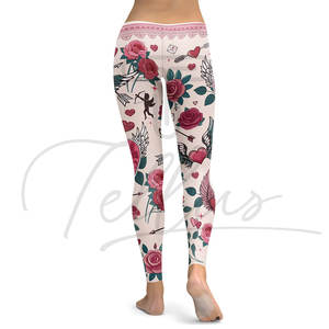 Nouveau design, leggings pour femmes grande taille, imprimé Saint-Valentin, longueur totale, taille haute élastique, spandex/polyester, séchage rapide, respirant - Product Image 3