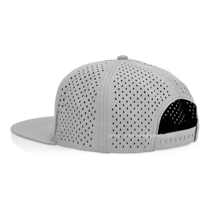Sombrero en blanco de color sólido personalizado, gorras Snapback de ala plana de 5 paneles, sombrero impermeable de rendimiento, gorra de poliéster con agujero perforado cortado con láser - Product Image 4