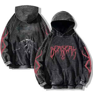 Wholesale Custom Made Heavyweight Wash <b>Hoodie</b> Men's 100% Cotton Streetwear 2025 <b>Oversized</b> Acid Washed <b>Hoodie</b> - Product Image 1