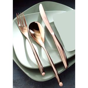 Ensemble de couverts décoratifs en métal argenté, longs ronds ondulés, design coréen, poignée polie miroir, design portugais - Product Image 5