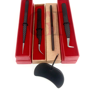 Pince à épiler pour cils GETUP BROSONS IMPEX de haute qualité, à pointe lisse, en acier inoxydable avec revêtement en poudre noire, avec miroir, outil de beauté - Product Image 1