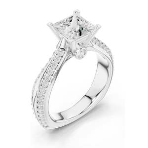 แหวนเพชรทรงปรินเซสคัท 2.59 กะรัต สำหรับผู้หญิง ความใส VVS-VS สี EF ทอง 18KT, 14KT, 10KT และเงิน 925 สีโรสโกลด์, สีเหลือง, สีขาว - Product Image 4