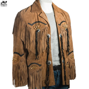 Veste d'hiver décontractée de conception personnalisée OEM pour hommes Veste respirante de grande taille pour homme en cuir véritable avec franges - Product Image 3