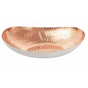 ชามตกแต่งโลหะทุบด้วยมือพร้อมผิวนิกเกิลชามผลไม้ชิ้นกลางแบบทันสมัยเหมาะสำหรับเคาน์เตอร์ห้องครัว - Product Image 1