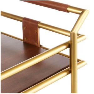 Fancy Gold Hotel <b>Trolley</b> Beverage <b>Serving</b> Cart Rolling Drink Carrier Metal Barrolley for Guest Room and Lobby - Willem - Product Image 6
