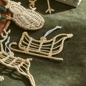 Decoración navideña de granja 2024, adorno colgante de árbol de campana de Navidad de mimbre Natural, colgante de campanas de ratán para decoración del hogar - Product Image 5