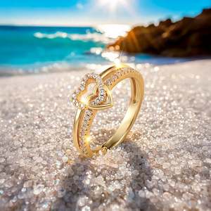 Bague de promesse Jeulia plaquée or rose à double rangée de cœurs entrelacés - Product Image 5