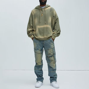 Comfort Meets Style Effortless Elegance <b>Men</b> Vintage Wash Olive <b>Green</b> Pullover <b>Hoodie</b> for Modern Winter Wear Trendy Streetwear - Product Image 4