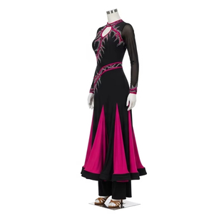 Ropa de baile de actuación Latina para adultos, vestido elástico de LICRA con diamantes de imitación, traje de salón ajustado para mujer, baile de competición - Product Image 5