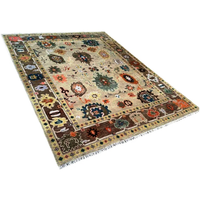 Antique Look Abstract Moroccan Wool Hand Knotted Super Kazak Rugs 8x14 9x12 Multi Color Eco-Friendly Anti-Slip Low Pile Home
