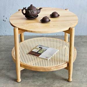High-<b>End</b> Scandinavian Modern Oak Wood Coffee <b>Table</b> with Marble Top Solid <b>End</b> <b>Table</b> for Living Room or Dining TT68246 - Product Image 2
