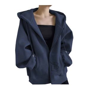 Vente en gros Sweat à capuche polaire zippé surdimensionné Manches longues Logo avant Streetwear Couleur unie pour vêtements de printemps automne hiver - Product Image 6