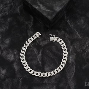 Pulsera de eslabones cubanos de diamantes de moissanita de plata 925 con estilo Hip Hop helado de dos filas de 8mm para bodas y regalos - Product Image 1