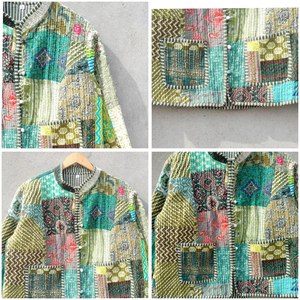 Chaquetas de retales hechas a mano, chaqueta de invierno de algodón indio, chaqueta acolchada corta Unisex de estilo bohemio - Product Image 2