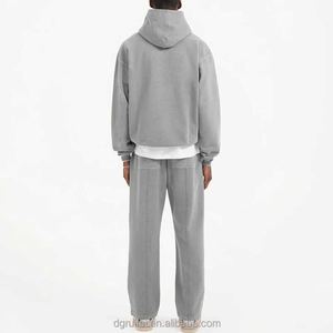 Ensemble de survêtement OEM personnalisé en molleton épais 300 g/m² délavé à l'acide, séchage rapide, pour homme, 100 % coton, sweat à capuche et pantalon de survêtement, style vintage uni - Product Image 3