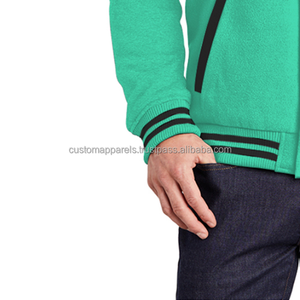 Veste universitaire coupe-vent respirante à deux poches en laine avec col montant et broderie sur le devant avec doublure en coton - Product Image 5