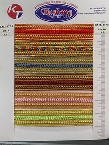 Garniture en dentelle brodée jaune doré, bordure argentée/dorée avec perles pour chaussures habillées et vêtements - Product Image 5