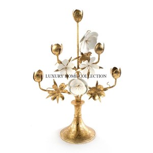 Flower Designer Antique Gold Plated Metal Brass <b>Candle</b> <b>Holders</b> Resorts Party Table Top Classic Decorative <b>Candle</b> <b>Holder</b> for Home - Product Image 1