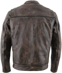 Veste en cuir de vachette véritable pour hommes rembourrée sur mesure au design vieilli pour motards et motocyclettes - Product Image 6