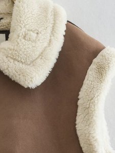 Nuevo Chaleco de Piel de Cordero Genuina para Mujer, Colección 2026, Impermeable, con Decoración Vintage, Moda al por Mayor para Invierno - Product Image 5