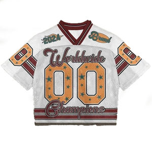 Dernier modèle d'été Maillot de football boxy en maille pour hommes 220gsm 100% Polyester Maillot de football américain - Product Image 4