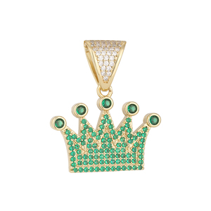 14K Gold Plated Brass Crown Pendant CZ Iced Out Dijes <strong>De</strong> Corona Oro Laminado King Queen Charms for <strong>Jewelry</strong> Making DIY <strong>Supplies</strong> - Product Image 3