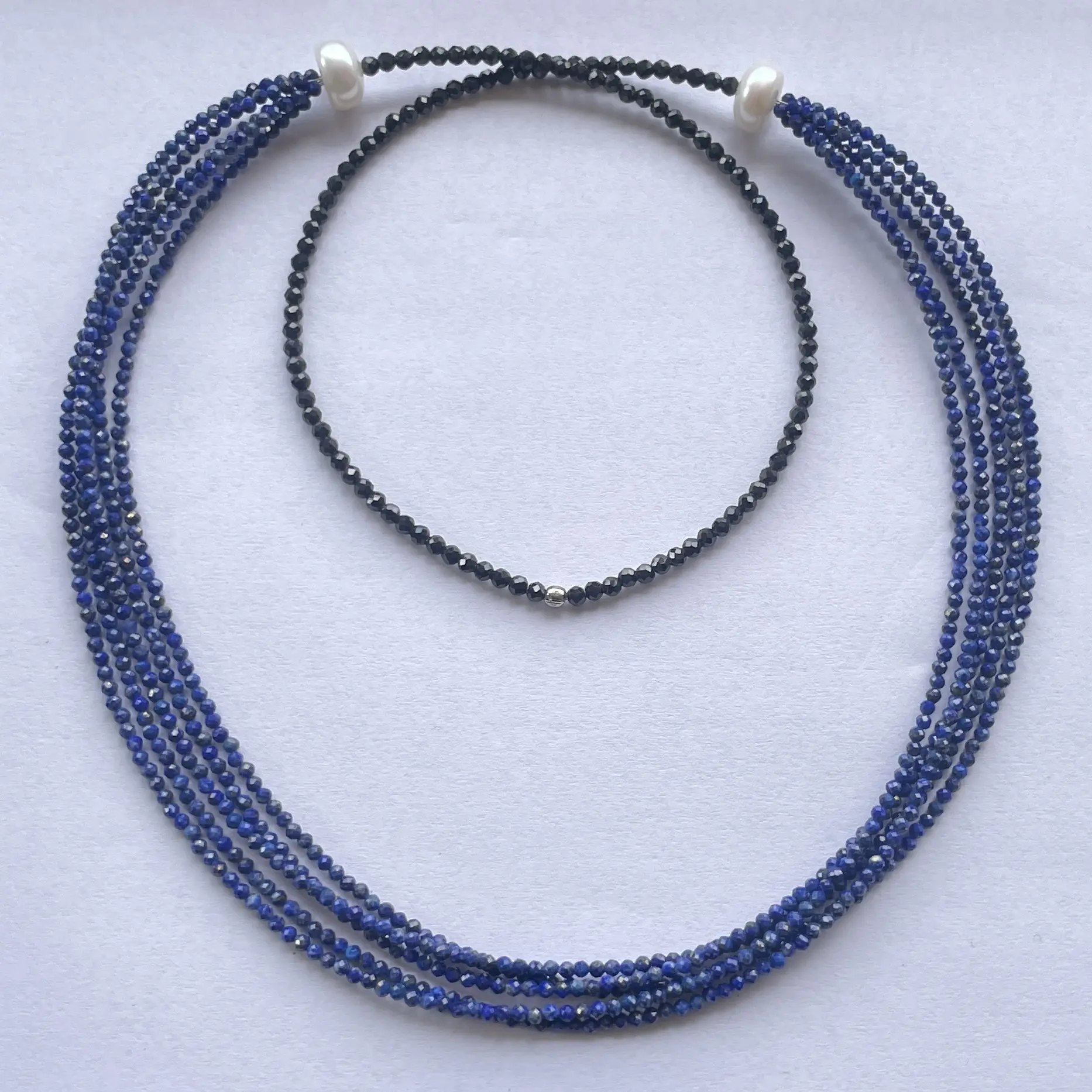 2mm 4mm Naturel Noir Spinelle Bleu Lapis Lazuli Facettes Multi Brins Perles Collier Avec Perle D'eau Douce Perlé Alibaba 2024