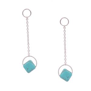 ต่างหูทองเหลืองชุบทอง18K ทำด้วยมือพร้อมพลอยเทอร์ควอยซ์สีป๊อปสำหรับปาร์ตี้และของขวัญ - Product Image 3