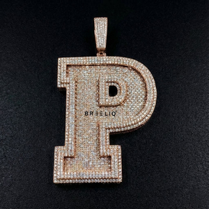 <b>Initial</b> Letter Moissanite <b>Pendant</b> Stylish Hip Hop Design 925 Sterling <b>Silver</b> Custom Alphabet <b>Initial</b> Charm Wholesale Price - Product Image 5
