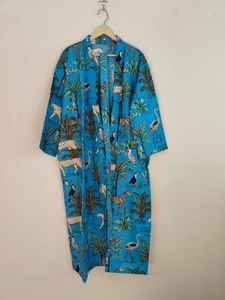 Robe kimono en coton à manches longues et col en V à imprimé jungle pour femmes, cadeau de demoiselle d'honneur pour mariage d'été - Product Image 6