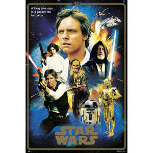 Star Wars Paper <b>Poster</b> Heroes Black <b>Frame</b> Wall Decor - Product Image 1