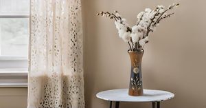 Vase à fleurs en bois de manguier naturel (8 pouces) Décoration de table et de sol de style ferme moderne et centre de table artisanal - Product Image 2