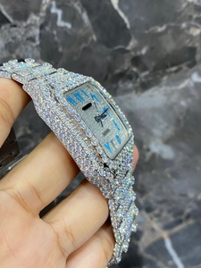 เคสสแตนเลสสีเงินแบบแอนะล็อก41มม. แบบพรีเมี่ยมนาฬิกาข้อมือเพชรโมอิสแบบกำหนดเองได้วันที่สไตล์ฮิปฮอป - Product Image 2