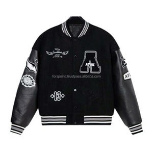 Chaquetas universitarias de lana pesadas de estilo universitario personalizadas para hombre, Mangas de cuero de béisbol desgastadas con bordado de letras de invierno - Product Image 6