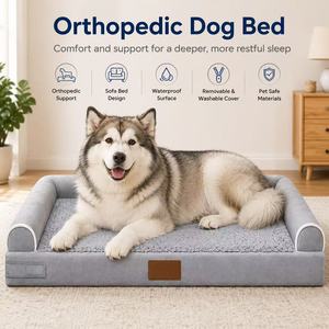 Cama de espuma ortopédica de lujo ecológica de alta calidad personalizada al por mayor para perros y gatos con funda lavable extraíble - Product Image 1