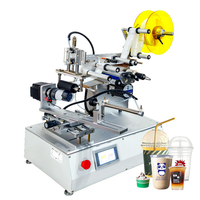 Machines d'étiquetage de gobelets en plastique coniques en forme de U semi-automatiques YM140 avec distributeur d'étiquettes automatique pour gobelets à café et à thé