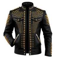 Chaqueta Retro de Piel de Oveja para Hombre, Estilo Rock N Roll Gótico, Casual, Holgada, Talla Grande, con Diamantes, de Goldmine High Street
