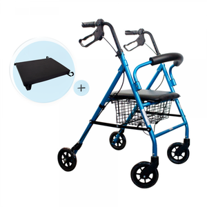 Escorial Plus Pack Marcheur pliable et Rollator Guidon en aluminium bleu avec coussin mobile et frein visco-élastique anti-escarres - Product Image 4
