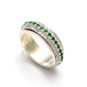 Nouveauté bague en pierres précieuses émeraude coupe ronde naturelle 925 bague en argent Sterling faite à la main bijoux pour la vente en gros - Product Image 2